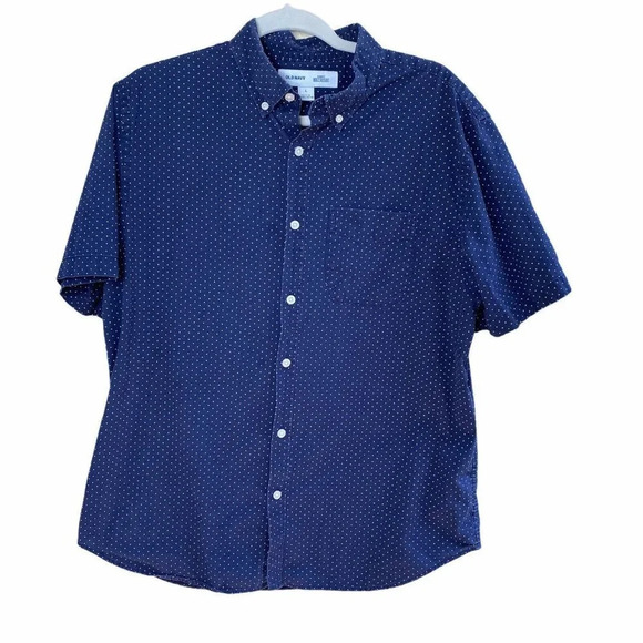 Old Navy Slim Fit Built In Flex Mens Short Sleeve Shirt Medium - Picture 1 of 4